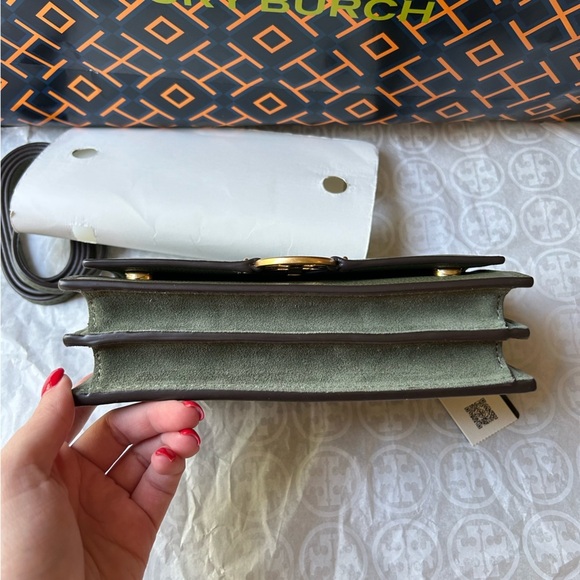 Tory Burch Miller Wallet Crossbody Bag Palm Leaf Green Gold - Picture 3 of 16